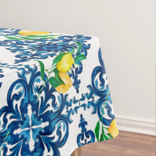 italienischer Stil, Mosaik, Blau, Zitrone, Tischdecke