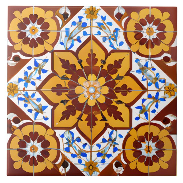 Italienischer Stil Simuliert Mosaik Rot und Gold Fliese (Vorderseite)