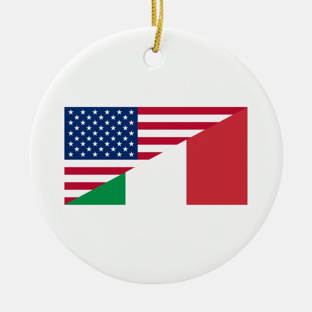 Italienischer Stolz - USA - Italien - Flaggenverzi Keramik Ornament (Vorne)