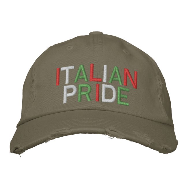 Italienischer Stolzhaufen Olive gestörte Baseballk Bestickte Baseballkappe (Vorderseite)