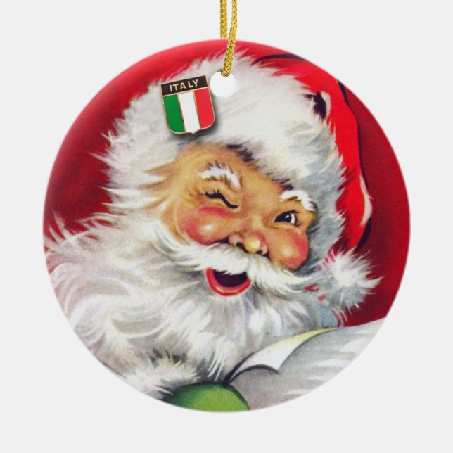 Italienischer Weihnachtsmann, Italienisches Weihna Keramik Ornament (Vorne)