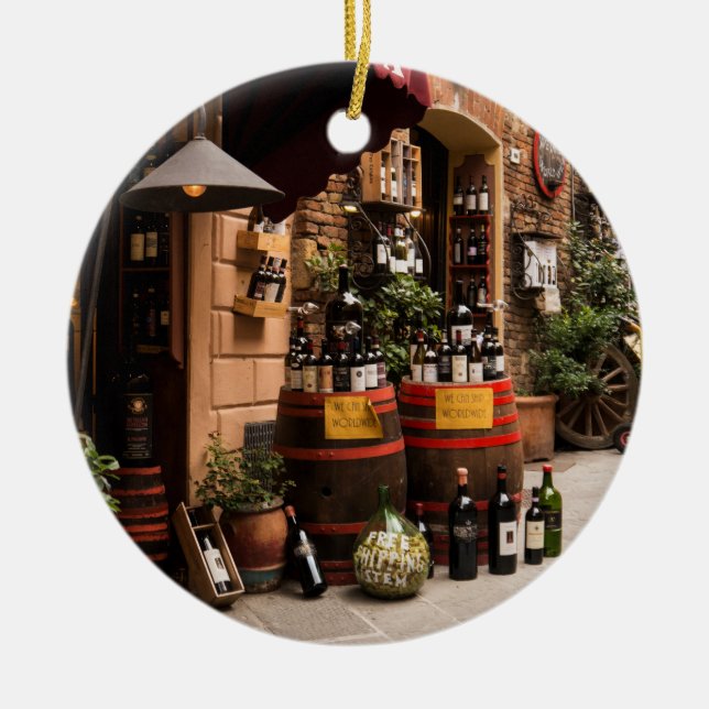 Italienischer Weinladen in Montepulciano, Toskana Keramik Ornament (Vorne)