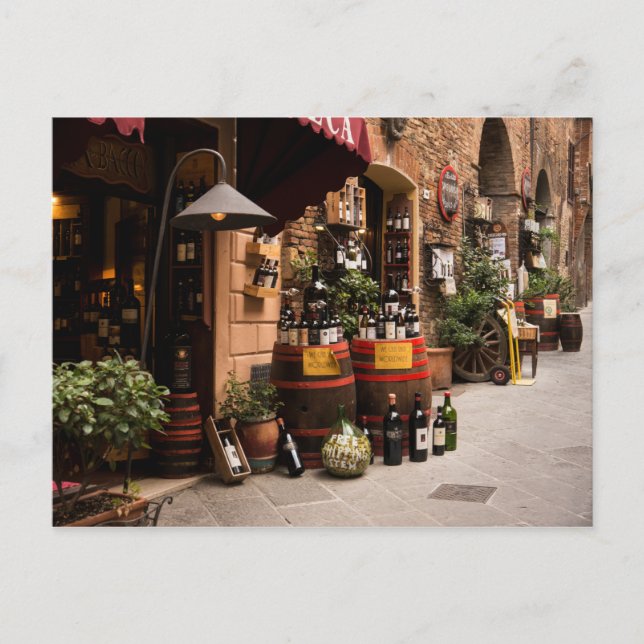 Italienischer Weinladen in Montepulciano, Toskana Postkarte (Vorderseite)