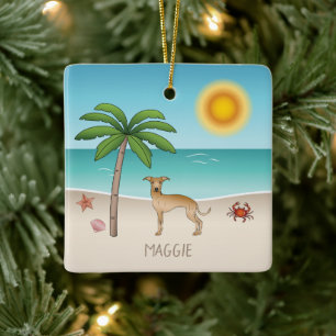 Italienischer Windhund am Tropical Summer Beach Keramikornament