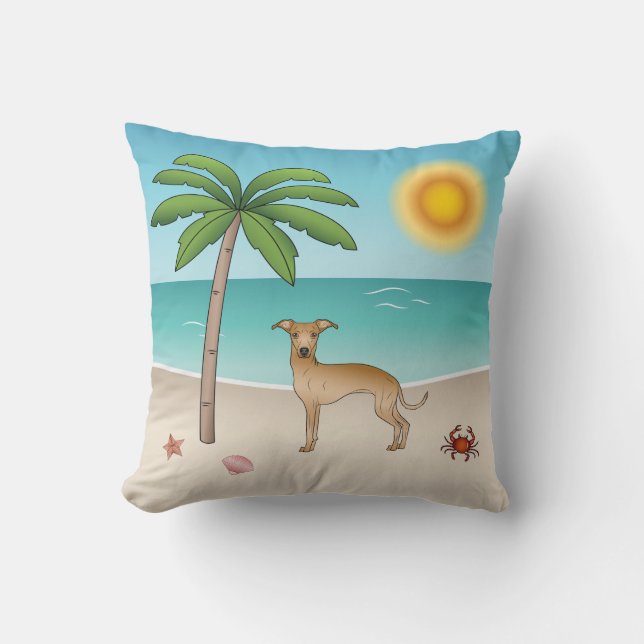 Italienischer Windhund am Tropical Summer Beach Kissen (Vorderseite)