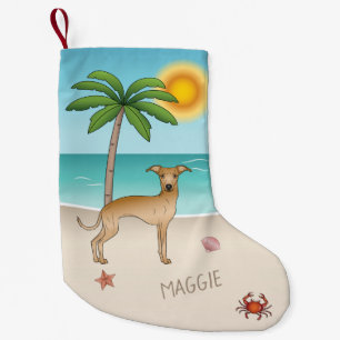 Italienischer Windhund am Tropical Summer Beach Kleiner Weihnachtsstrumpf