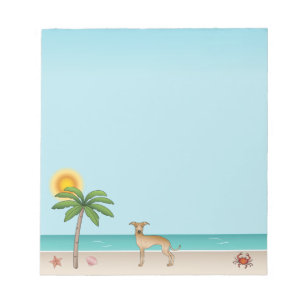 Italienischer Windhund am Tropical Summer Beach Notizblock