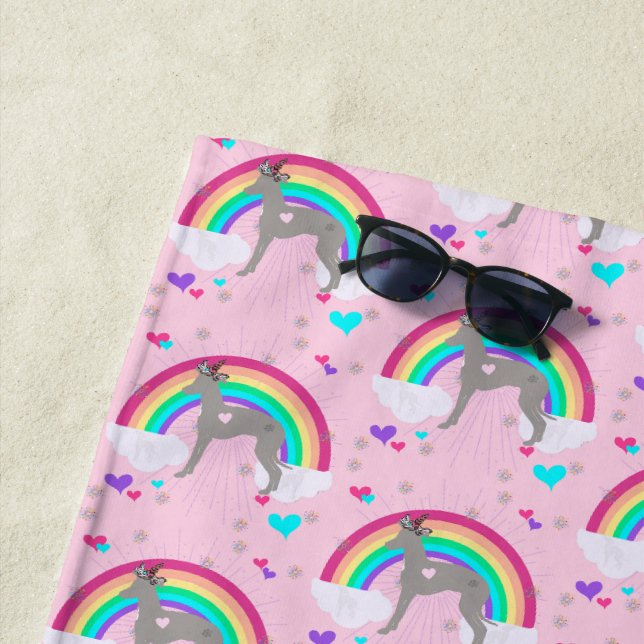 Italienischer Windhund-Badetuch, Einhorn Iggy Strandtuch (Beispiel)