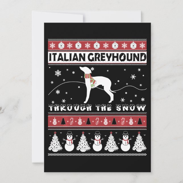 Italienischer Windhund durch Schnee Niedliche Weih Dankeskarte (Vorderseite)