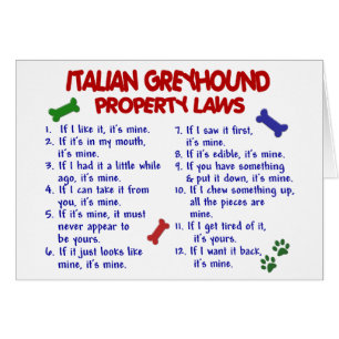 ITALIENISCHER WINDHUND Eigentums-Gesetze