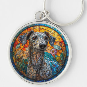 Italienischer Windhund Glasmalerei Kunst Schlüsselanhänger