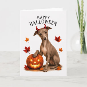 Italienischer Windhund Halloween Teufelshund Karte