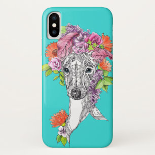 Italienischer Windhund-Hund, der Blume zeichne Case-Mate iPhone Hülle