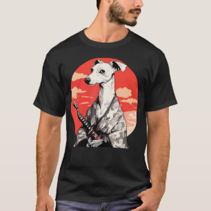 Italienischer Windhund-Hund im japanischen Samurai T-Shirt