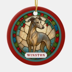 Italienischer Windhund-Hund Keramik-Kreis-Ornament Keramik Ornament