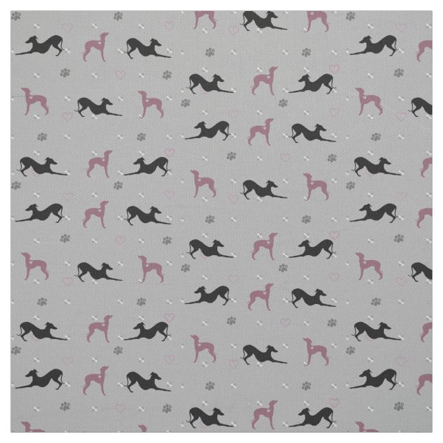 Italienischer Windhund-Hundegewebe mit rosa Iggys Stoff (Muster)