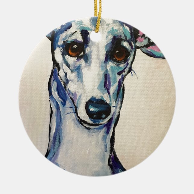 Italienischer Windhund Keramikornament (Vorne)