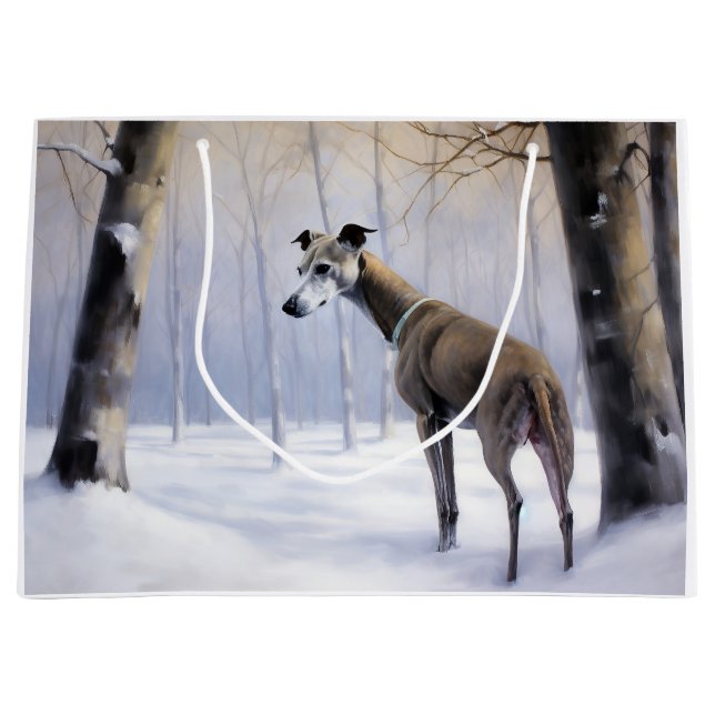 Italienischer Windhund lassen es Schnee Weihnachte Große Geschenktüte (Vorderseite)