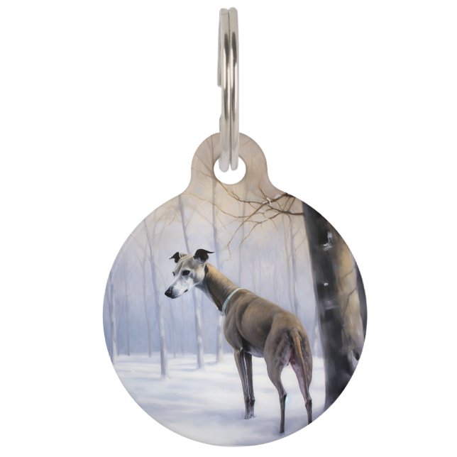 Italienischer Windhund lassen es Schnee Weihnachte Haustiermarke (Vorderseite)