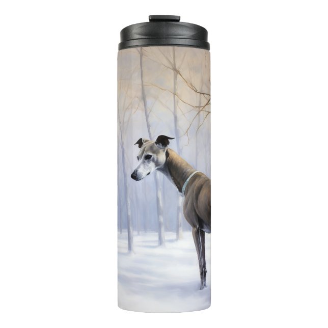 Italienischer Windhund lassen es Schnee Weihnachte Thermosbecher (Vorderseite)