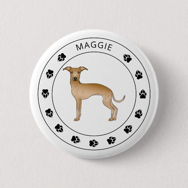 Italienischer Windhund mit Pfauen und Individuelle Button (Vorderseite)