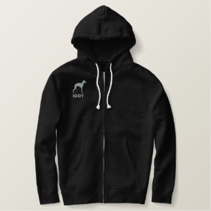 Italienischer Windhund-Silhouette mit Bestickter Hoodie
