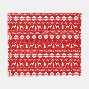 Italienischer Windhund-Silhouette-Weihnachtsmuster Fleecedecke