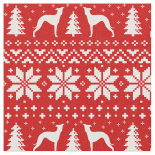 Italienischer Windhund-Silhouette-Weihnachtsmuster Stoff