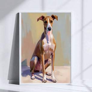Italienischer Windhund Wasserfarben-Haustiermalere Poster