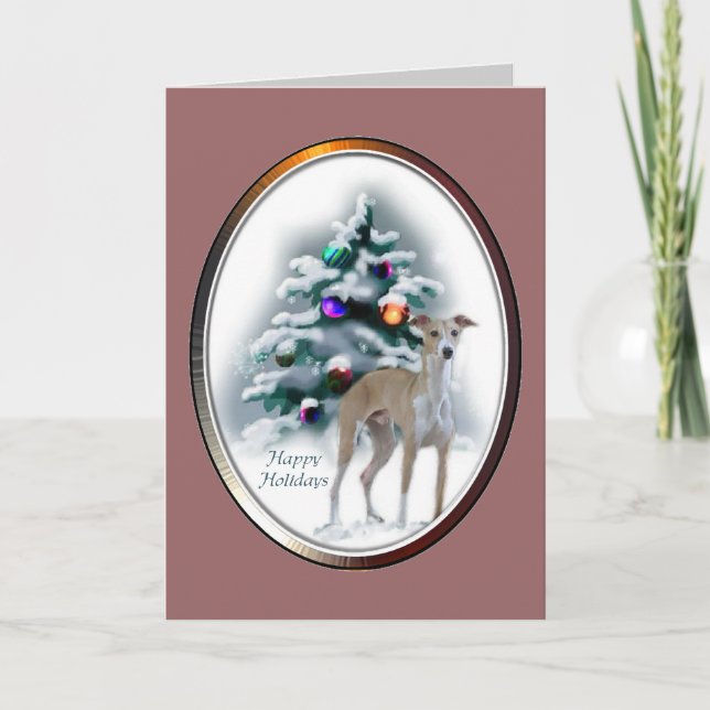Italienischer Windhund-Weihnachtsgeschenke Feiertagskarte (Vorderseite)