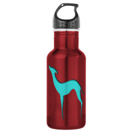 Italienischer Windhund Whippet Türkis Silhouette Edelstahlflasche