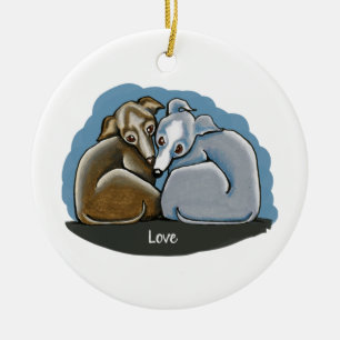 Italienischer Windhund-Wirrwarr Keramik Ornament