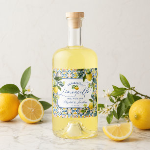 Italienischer Zitronen Limoncello Alkoholflaschenetikett