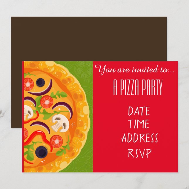 Italienisches Abendessen-Party der Pizza Einladung (Vorne/Hinten)