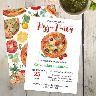 Italienisches Abendessen Pizza Party Geburtstagsfe Einladung