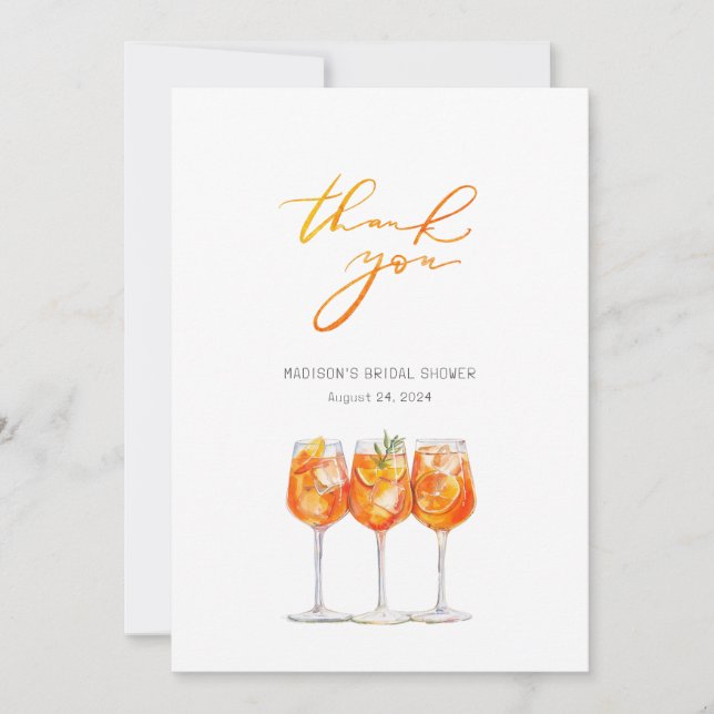 Italienisches Aperol Spritz Brautparty Danke, Card Dankeskarte (Vorderseite)