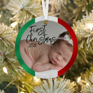 Italienisches Baby's First Christmas Ornament Aus Metall