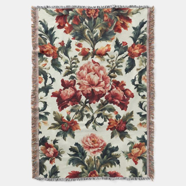 Italienisches Barock. Chic Blume und Blätter Decke (Vorderseite Vertikal)