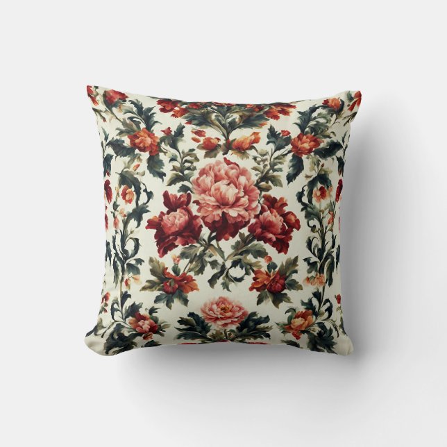Italienisches Barock. Chic Blume und Blätter Kissen (Vorderseite)