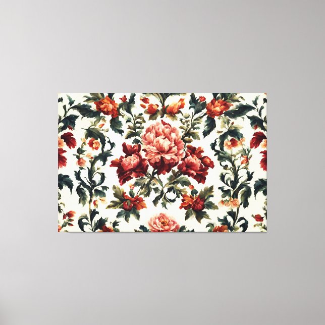 Italienisches Barock. Chic Blume und Blätter Leinwanddruck (Vorderseite)