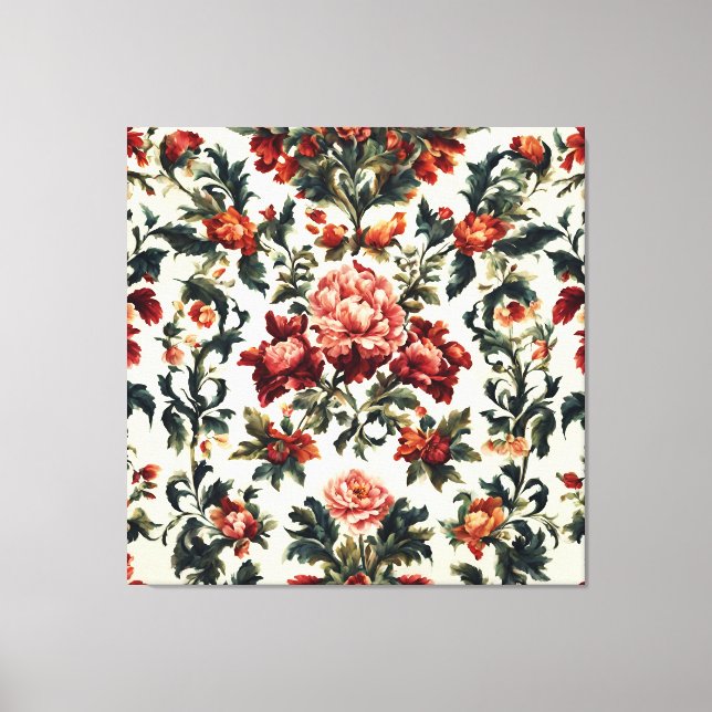 Italienisches Barock. Chic Blume und Blätter Leinwanddruck (Vorderseite)