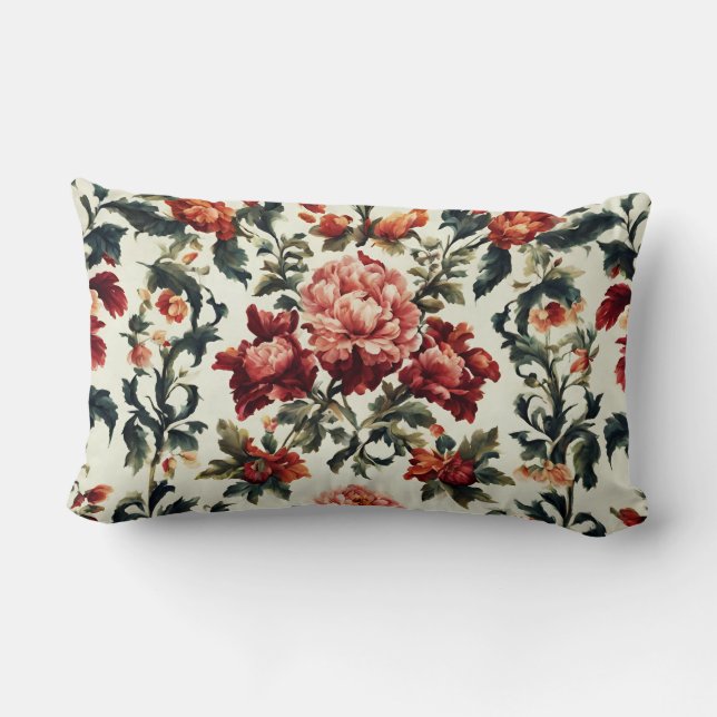 Italienisches Barock. Chic Blume und Blätter Lendenkissen (Rückseite)