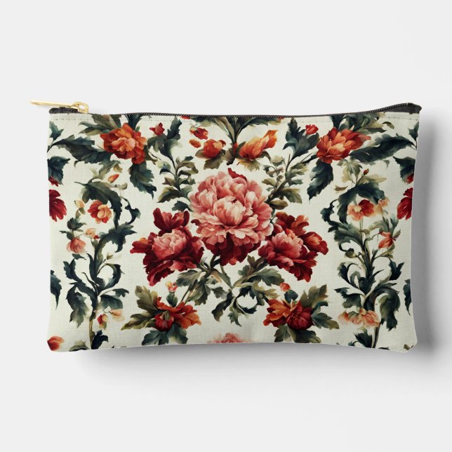 Italienisches Barock. Chic Blume und Blätter Zubehörtasche (Vorderseite)