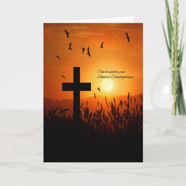 Italienisches Beileid Condoglianze Sunset Cross Karte (Vorderseite)