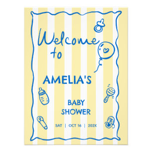 Italienisches Blau Gelb Ciao Baby Willkommensschil Fotodruck