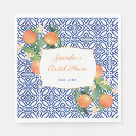 Italienisches blaues Tiles Sweet Orange Brautparty Serviette