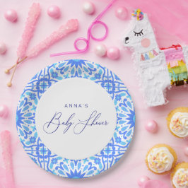 Italienisches Blue Tile Baby Shooting Script Pappteller