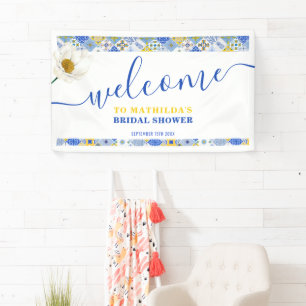 Italienisches Blue Tiles Summer Brautparty Willkom Banner