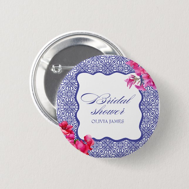 Italienisches Bougainvillea-Brautparty Button (Vorne & Hinten)