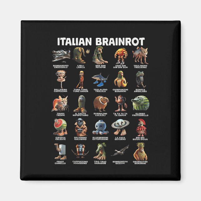 Italienisches Brain Rot Italienisches Brainrot Fun Magnet (Vorne)